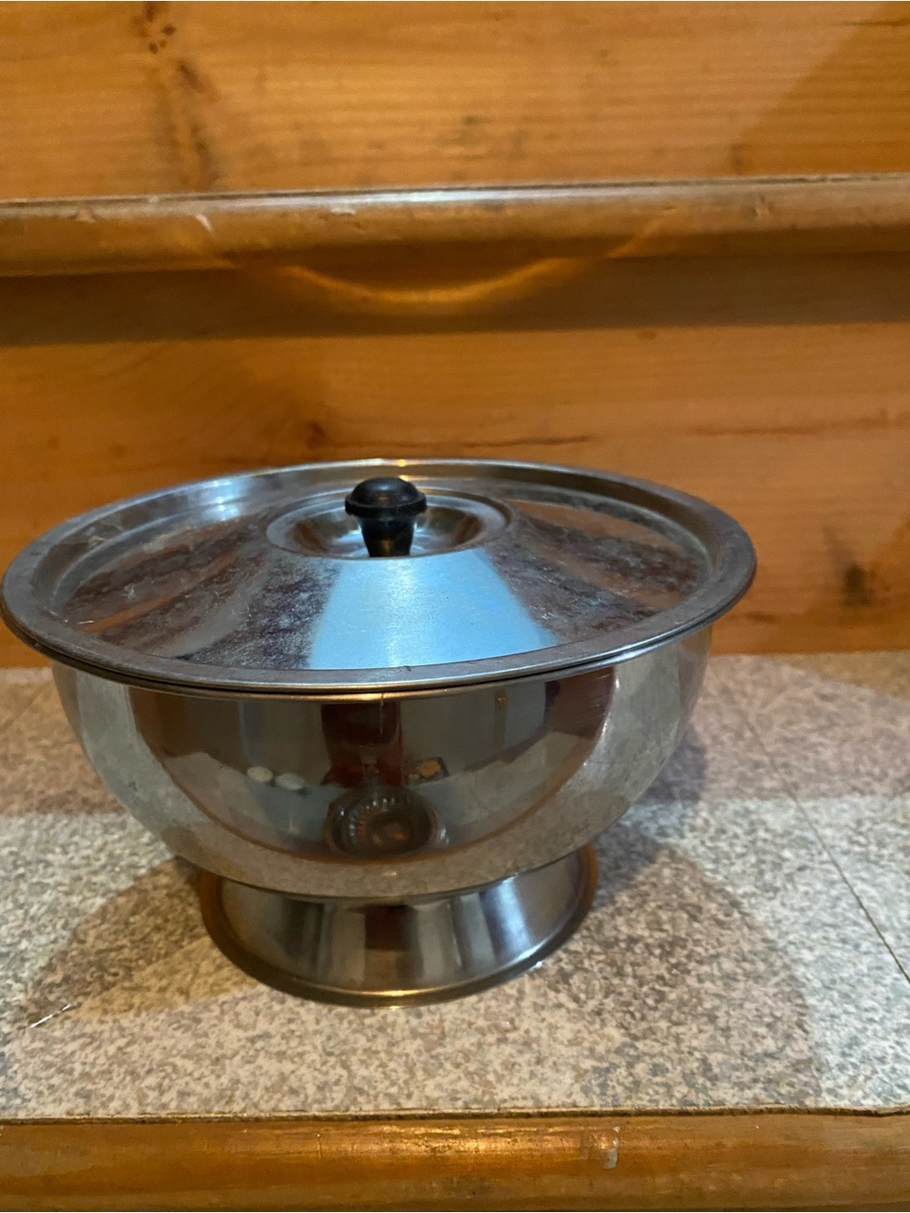Stainless Steel Covered Serving Bowl - Silver